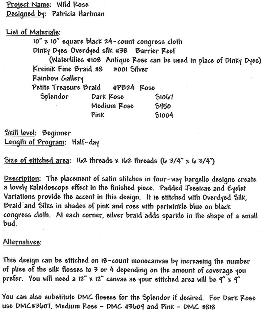 materials list